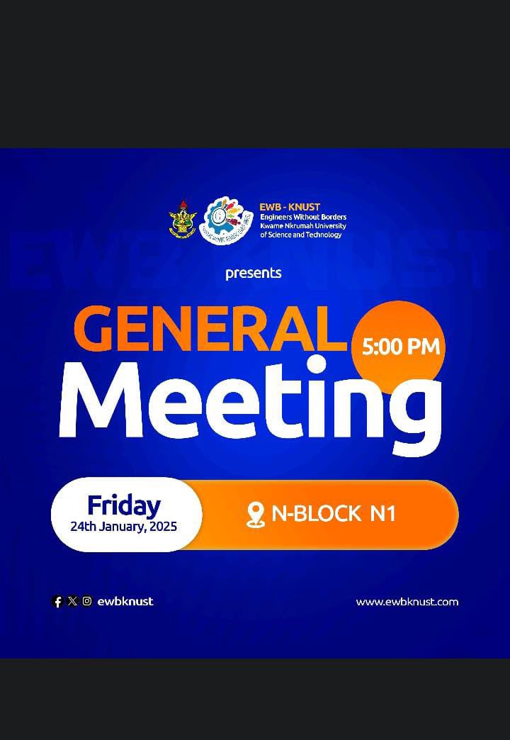 ewbknust's tweet photo. GET READY TO CONNECT,LEARN AND THRIVE!

Join us for EWB General meeting this Friday! Meet our team,learn about our projects and find out how you can make a difference!

All are welcomed! Come and be part of the change!

EWB-KNUST 
IMPACTING COMMUNITIES,CHANGING LIVES 🔥❤️ https://t.co/8QGdmLclED