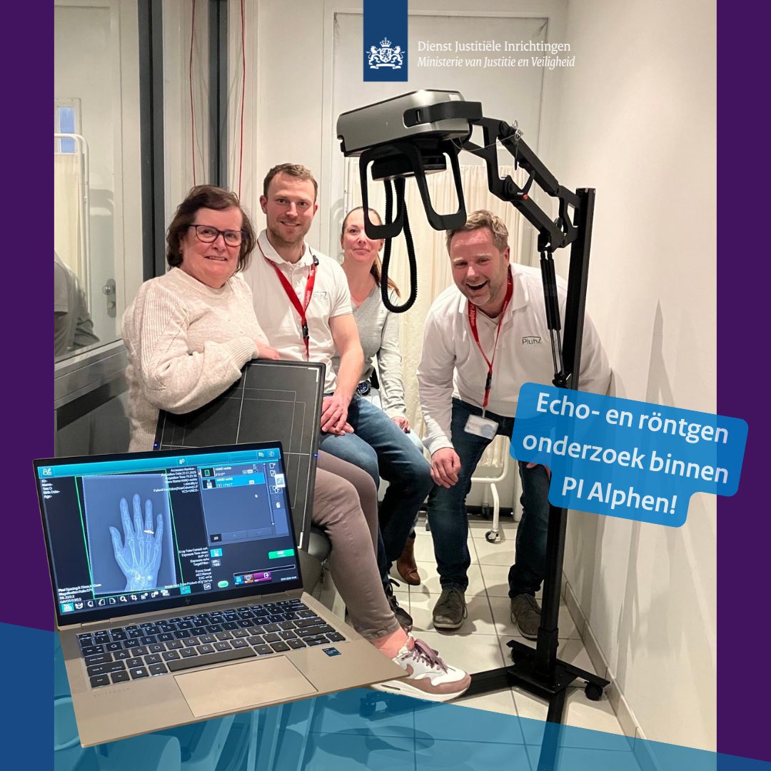 🩻𝐸𝒸𝒽𝑜𝑔𝓇𝒶𝒻𝒾𝑒 𝑒𝓃 𝓇ö𝓃𝓉𝑔𝑒𝓃 𝒷𝒾𝓃𝓃𝑒𝓃 𝒹𝑒 𝒫𝐼🔍
Gedetineerden van PI Alphen hoeven niet meer naar het ziekenhuis voor een echo of röntgenfoto. Onderzoeken kan nu met een mobiel apparaat binnen de PI. Scheelt veel werk, tijd, vervoer en stress voor de patiënt.