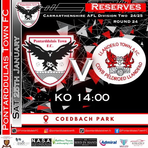 For the Mens Reserves, we welcome <a href="/LlandeiloAFC/">Llandeilo AFC</a> to Coed Bach, for a first versus second clash. A big game for our promotion hopes. Kick off is 2om ⚫⚪