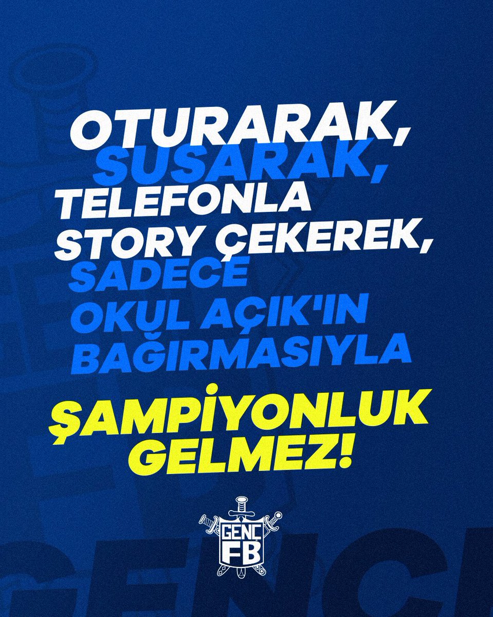 gencfborg's tweet photo. ❌ OTURARAK, SUSARAK, STORY ÇEKEREK, SADECE OKUL AÇIĞIN BAĞIRMASIYLA 𝐒̧𝐀𝐌𝐏𝐈̇𝐘𝐎𝐍𝐋𝐔𝐊 𝐆𝐄𝐋𝐌𝐄𝐙!

✅RAKİBİ VE HAKEMİ TEZAHÜRAT VE ISLIKLARLA BASKI ALTINA AL!
✅OKUL AÇIĞA UY, BESTELERE EŞLİK ET!
✅90 DAKİKA BOYUNCA TELEFONUNDAN UZAK DUR!

GÜÇLÜ TRİBÜN, GÜÇLÜ FENERBAHÇE!