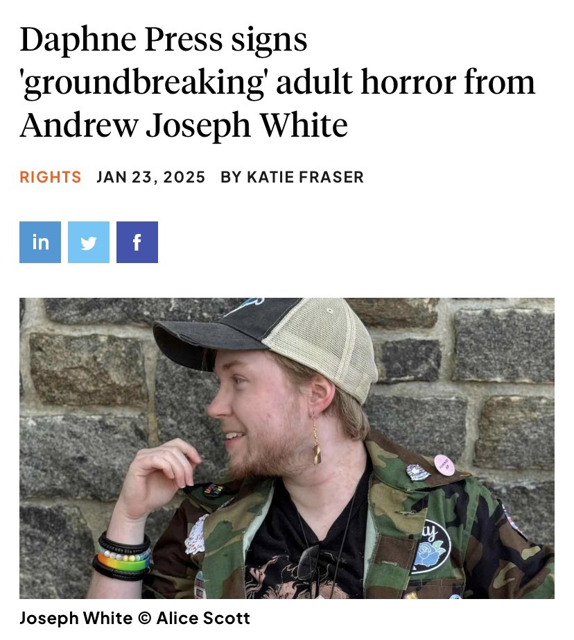 Andrew Joseph White 🏴🏳️⚧️ (@ajwhiteauthor) on Twitter photo 🪱UK SALE ANNOUNCEMENT🪱
My adult debut about a mute, autistic trans man forced to carry an unwanted pregnancy for a hive of alien worms, YOU WEREN’T MEANT TO BE HUMAN, is going to the UK with <a href="/Daphne_Press/">Daphne Press</a>!
I ADORE Daphne Press & am so excited to be working with them again!!! 🪱UK SALE ANNOUNCEMENT🪱
My adult debut about a mute, autistic trans man forced to carry an unwanted pregnancy for a hive of alien worms, YOU WEREN’T MEANT TO BE HUMAN, is going to the UK with <a href="/Daphne_Press/">Daphne Press</a>!
I ADORE Daphne Press & am so excited to be working with them again!!!
