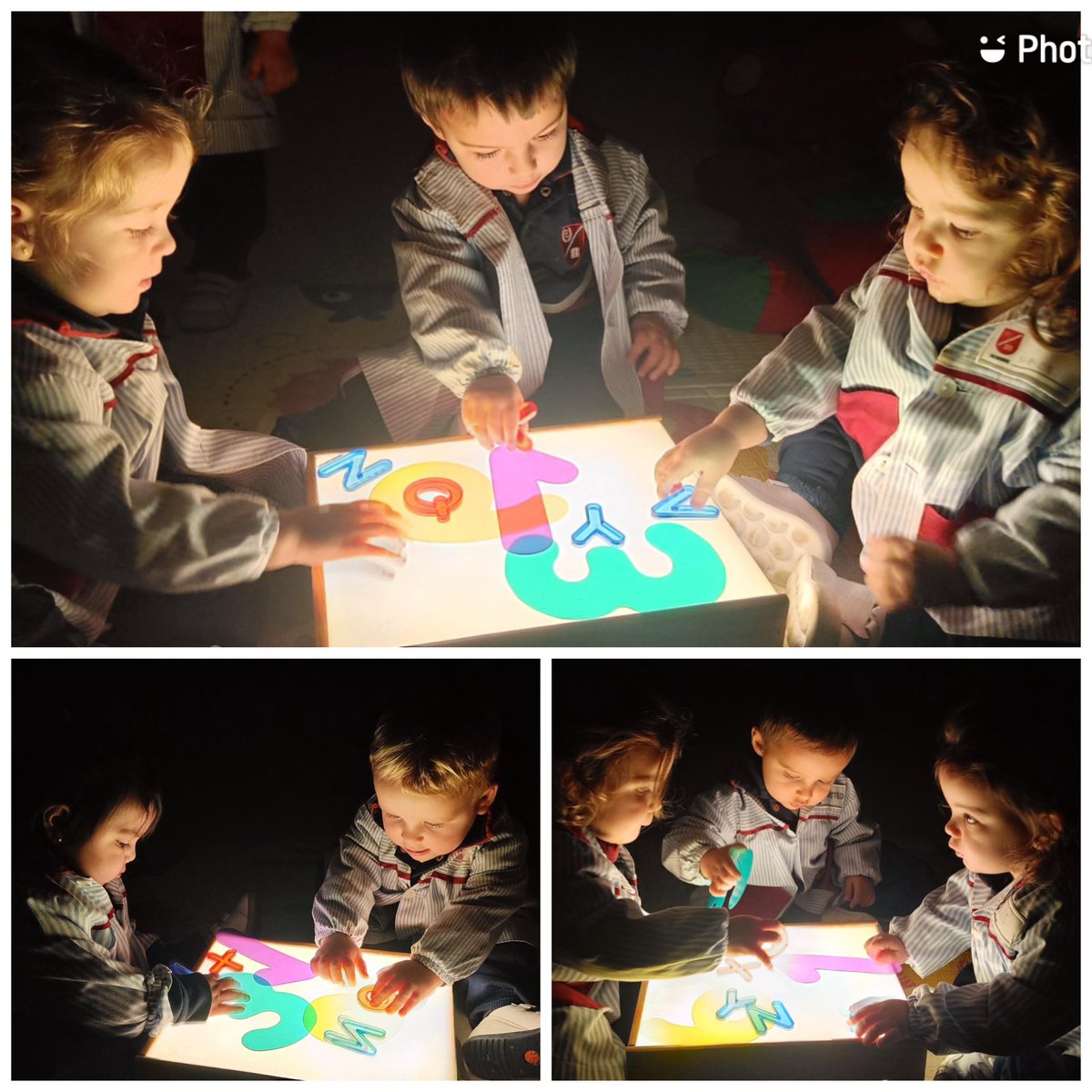 C_Penalvento's tweet photo. Con diferentes materiales y con la mesa de luz, en un añito experimentamos jugando con texturas y observando formas y colores!! Cuánto estamos aprendiendo!! #Educare #FormandoPersonas https://t.co/nhR3jMbrX6