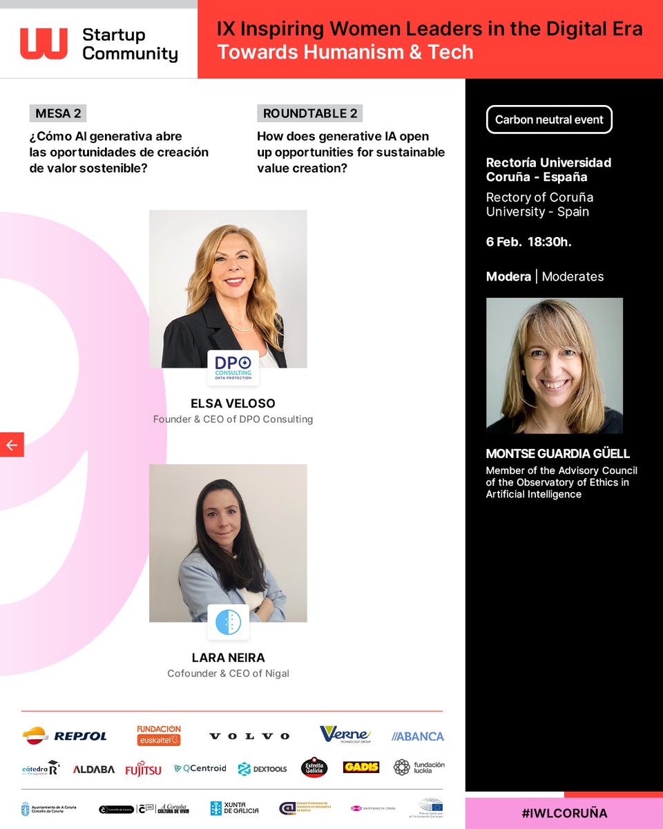 🚀 ✨ Mesa 2 | Roundtable 2 - 6 Feb. #IWL2025

🇪🇦 | ¿Cómo la IA Generativa abre las oportunidades de creación de valor sostenible? 

🇬🇧 | How does Generative AI open up opportunities for sustainable value creation?

Inscríbete aquí | Apply here 👉 bit.ly/4hp628A