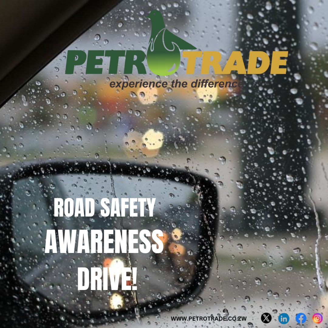 PetrotradeZW's tweet photo. Driving in the Rain? Remember these essential safety tips:

Reduce speed &amp; increase following distance
Use headlights for visibility
Use wipers &amp; defroster for clear visibility
Use fog lights if needed

Stay safe and drive smart! #RainyDayDriving #SafetyFirstPetrotrade https://t.co/pLzgOLDAYW