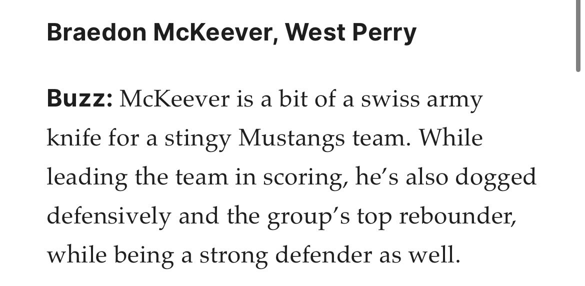 Braedon McKeever recognized on this list! Currently leading our team in points, rebounds, assists, blocks and charges taken.