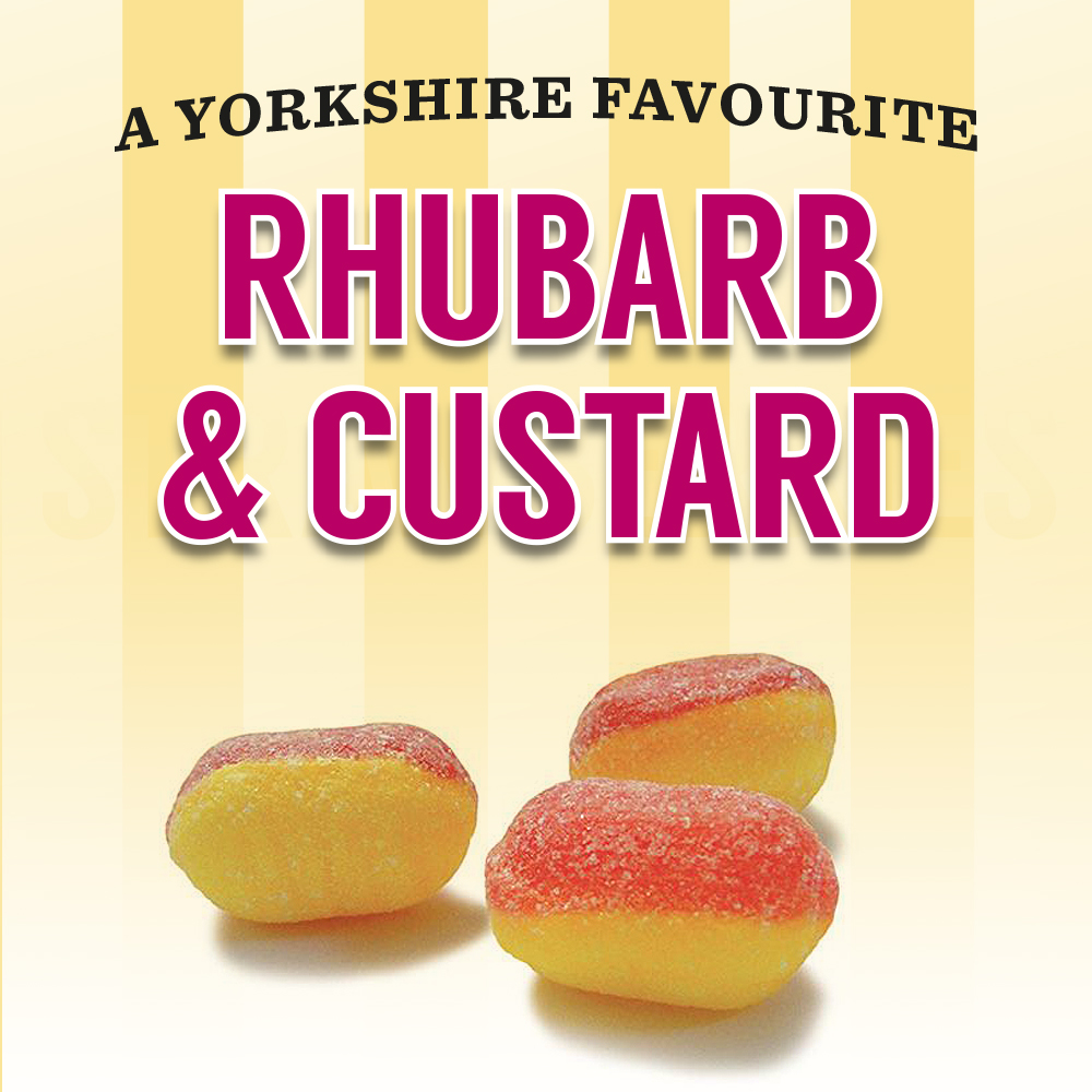 Available as sweets, lollies and pips, in bags and jars of all sizes, Rhubarb &amp; Custard is a Dobson’s favourite! #nationalrhubarbday #dobsons #yorkshire