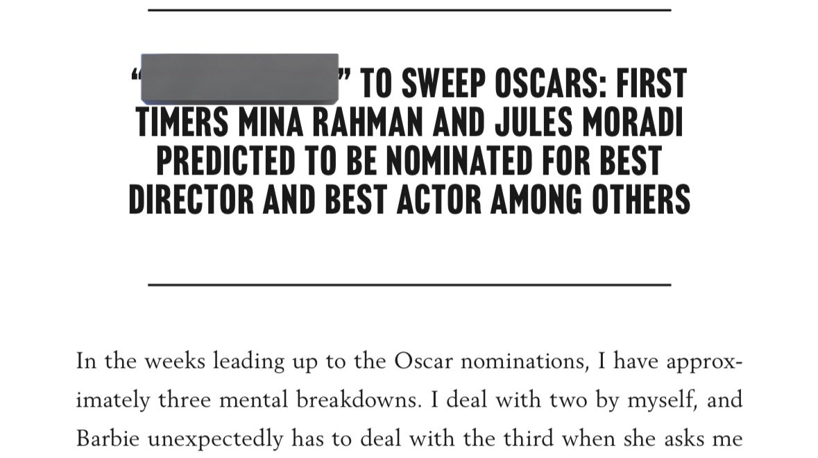 happy oscars nominations day to everyone who celebrates 😁 here’s a snippet of I’LL PRETEND YOU’RE MINE (out June 3rd, 2025) for the occasion! 🫶🏽
