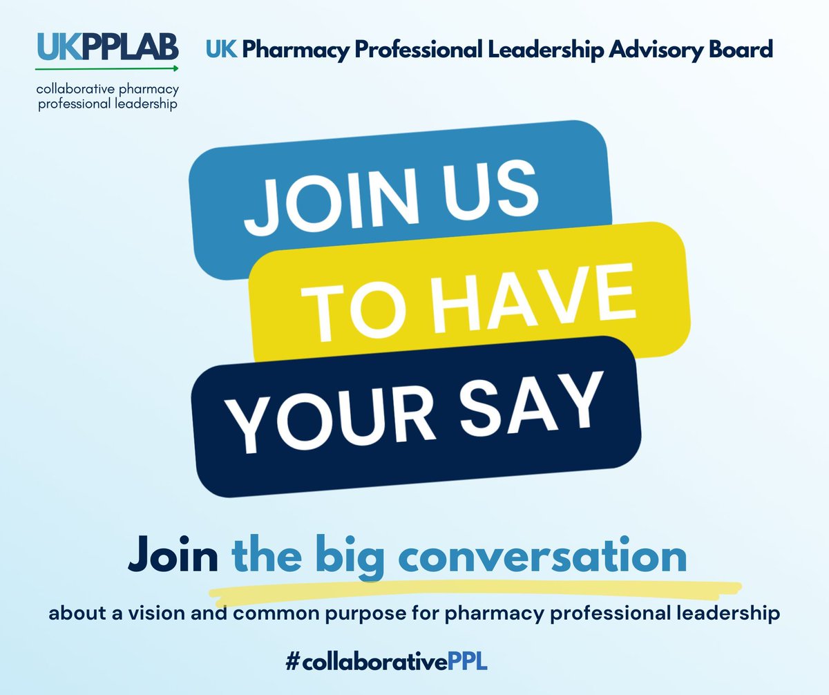 UKCPA's tweet photo. Pharmacy is changing. Effective leadership is vital to meet future opportunities and challenges. Whatever stage of your career, join @UKPPLBoard Big Conversation to have your say on a vision for pharmacy professional leadership #collaborativePPL https://t.co/Xy00uG6D6G https://t.co/vsMR4m2odG
