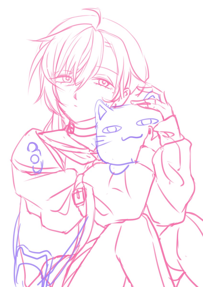 「#このタグを見た人はラフと完成絵を載せる 最近のデフォルメ絵ラフそのまま整えて線」|🍇n e k o t a🍇のイラスト