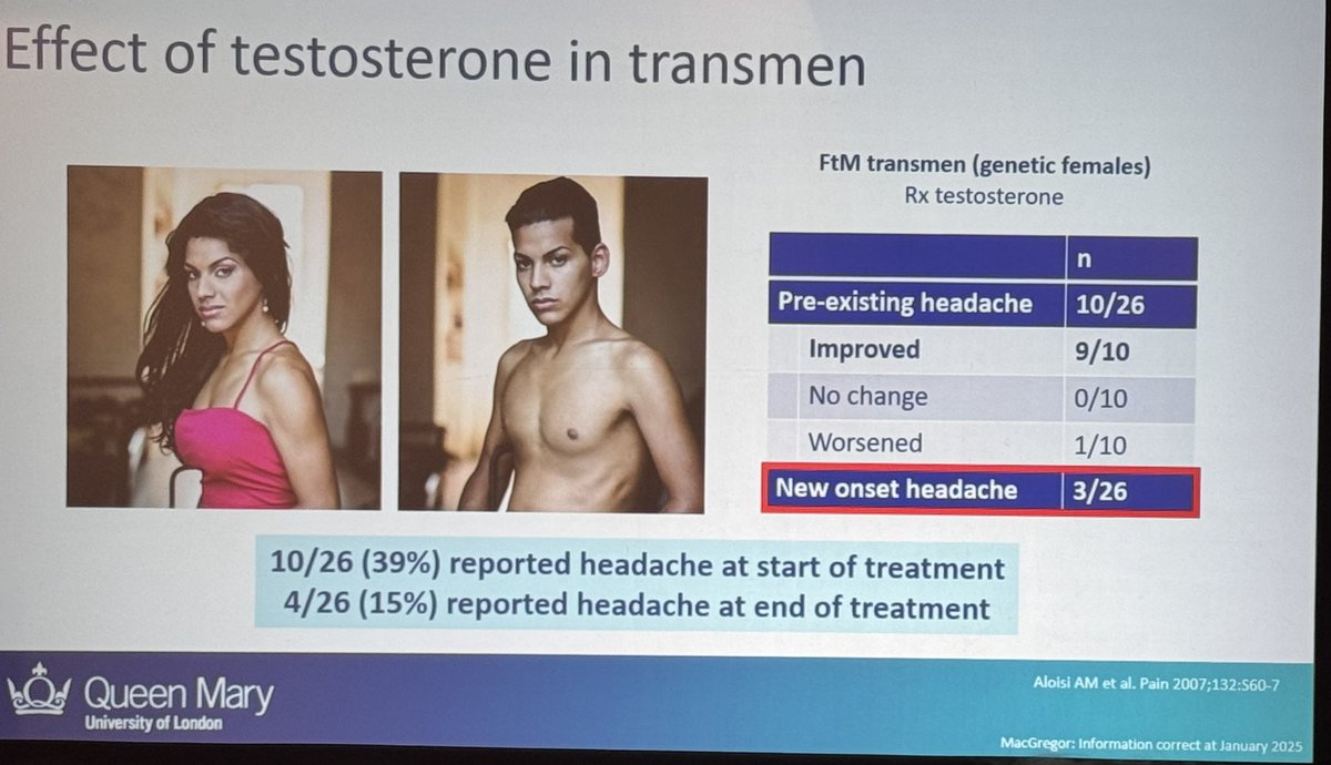 Prof Anne MacGregor gives an exceptional talk on the impact of sex hormones &amp; hormone therapy on #migraine, incl. limited data on the effect of #genderaffirminghormonetherapy - much more research is needed to understand the complex relationship between #hormones &amp; #headache