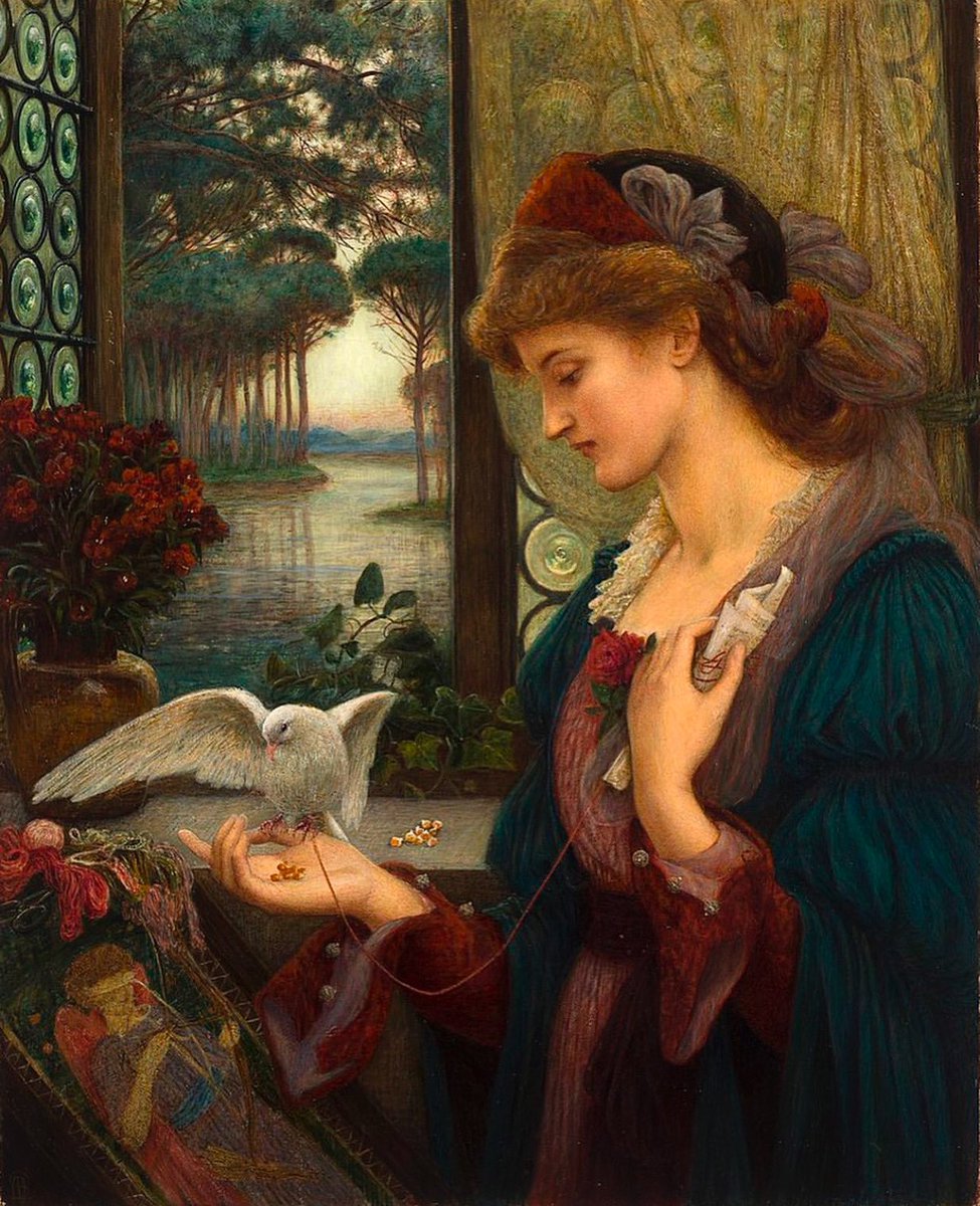 PreRaphSoc's tweet photo. Divine Doves for this week’s #ThursdayTheme: spiritual symbols of peace & resurrection. Rebecca Solomon’s ‘A Wounded Dove’ (1872), ‘The Return of the Dove to the Ark' by John Everett Millais (1851) and Marie Spartali Stillman’s ‘Love’s Messenger’ (1855) 🕊. https://t.co/GbPbzz83eD