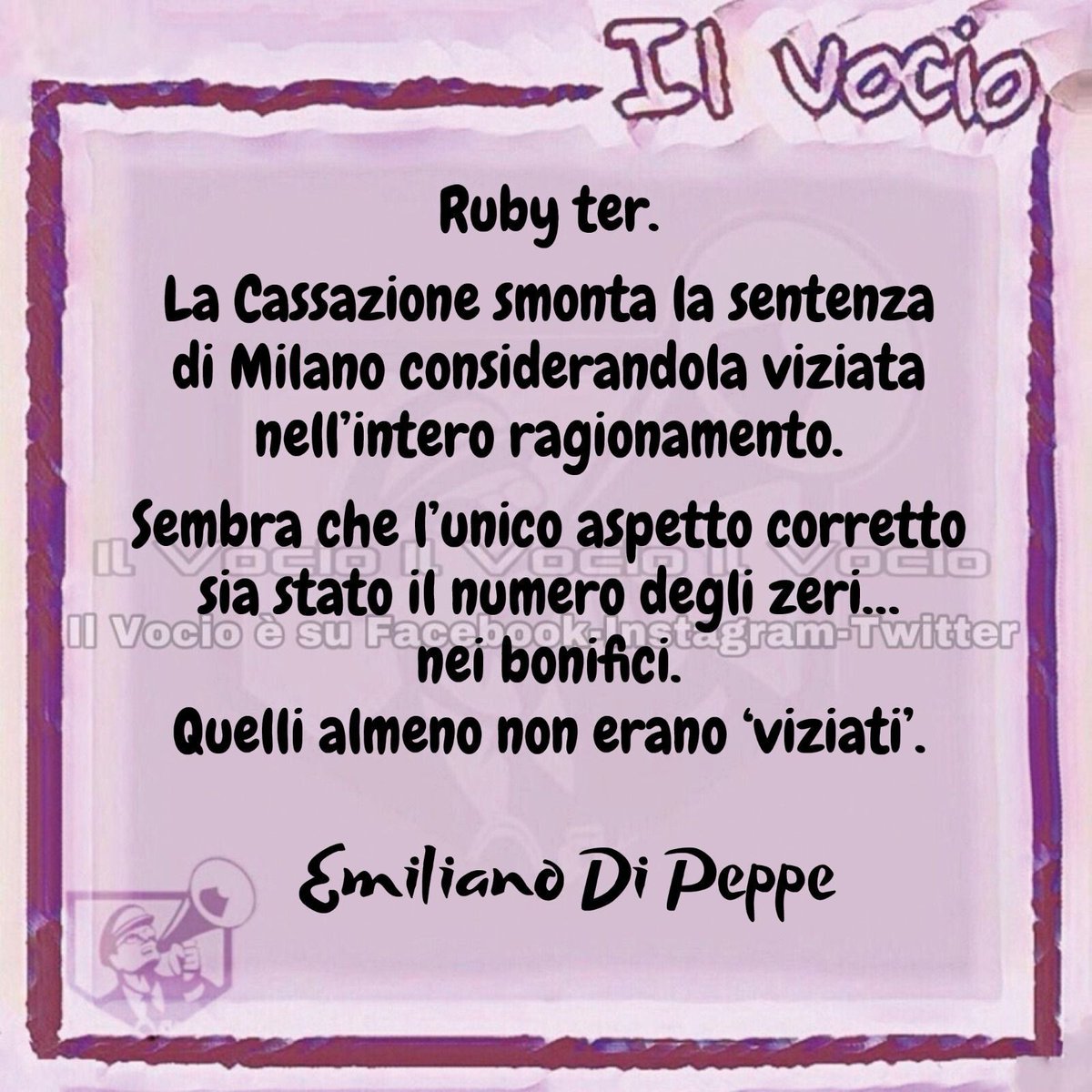ilvocio's tweet photo. Emiliano Di Peppe @em_dipeppe #23gennaio #ilvocio #Rubyter #Cassazione #Milano #sentenza #vizio #numerozeri #bonifici https://t.co/mtPvCZpYHc