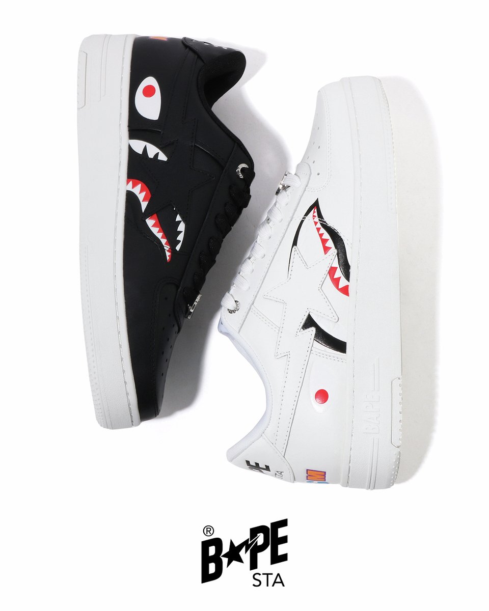 BAPEOFFICIAL's tweet image. The BAPE STA™ SHARK, featuring the iconic shark design in sleek black and white, will be available on January 25, 2025, at authorized A BATHING APE® store and BAPE.COM.

#bape #abathingape #bapesta