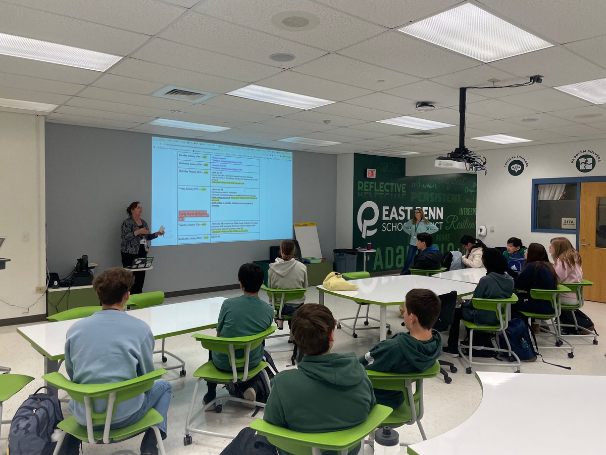 Mrs. Rauch &amp; Ms. Stellato’s 8th Grade Science Debate Project has students tackling topics like NASA funding &amp; chemical weapons. They research PRO/CON sides &amp; debate on the Eyer stage—building research, presentation, &amp; debate skills! 👏 #OneEyer #EastPennPROUD