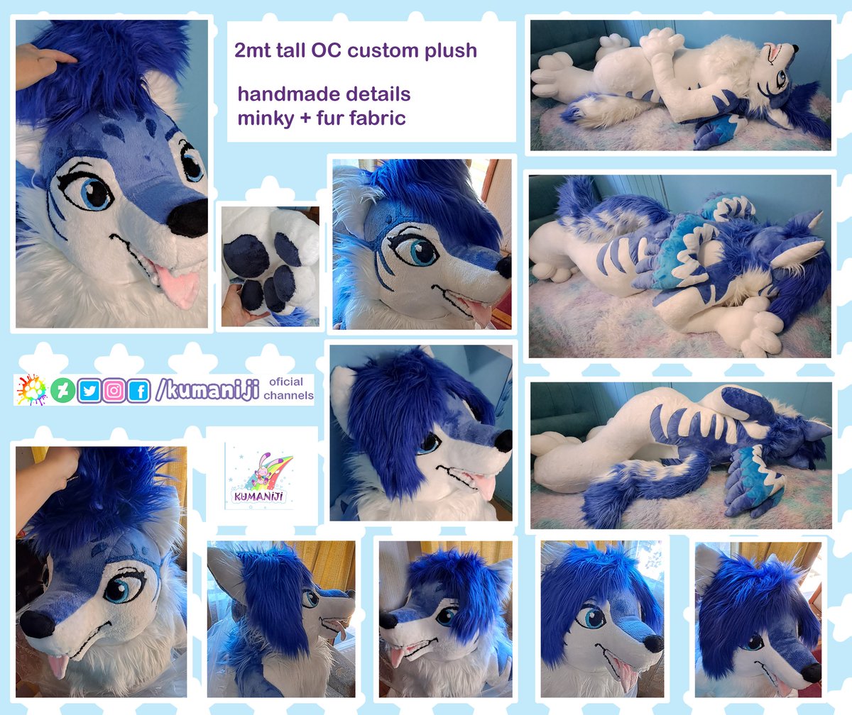 Kumaniji's tweet image. Giant plush in 2mt tall, fursona custom💙handmade with handsew details, made in minky + fur fabric 🧵😊
#handmadeplushies #customplush #furrywolf #furryplush #giantplush