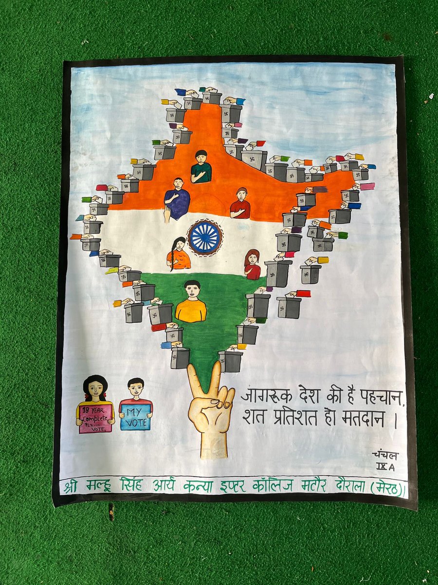 drneeratomer's tweet photo. मतदाता जागरूकता पोस्टर प्रतियोगित�� 
युवा शक्ति के तीन काम —-शिक्षा सेवा और मतदान @cdomeerut @MeerutSveep @DmMeerut @SuchnaMeerut https://t.co/MIHiyj3Wyv