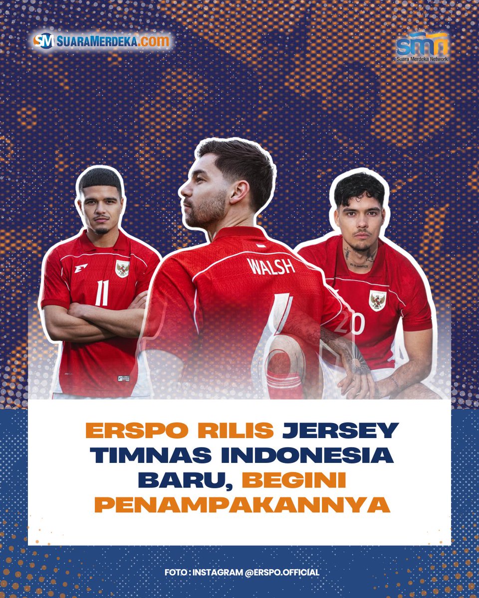 suaramerdeka's tweet photo. Erspo selaku produsen pakaian olahraga baru saja merilis seragam Timnas Indonesia terbaru.
https://t.co/sWGT7FO6Rp
#suaramerdeka #suaramerdekacom #promedia #jersey #erspo #timnasindonesia #jerseyelegan #elegan #indonesia #patrickkluivert https://t.co/GqdfUePtaT