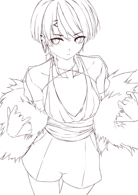 ラフ⇒カラーラフ(下書き)⇒線画⇒ベース塗り 、、、ラフwww