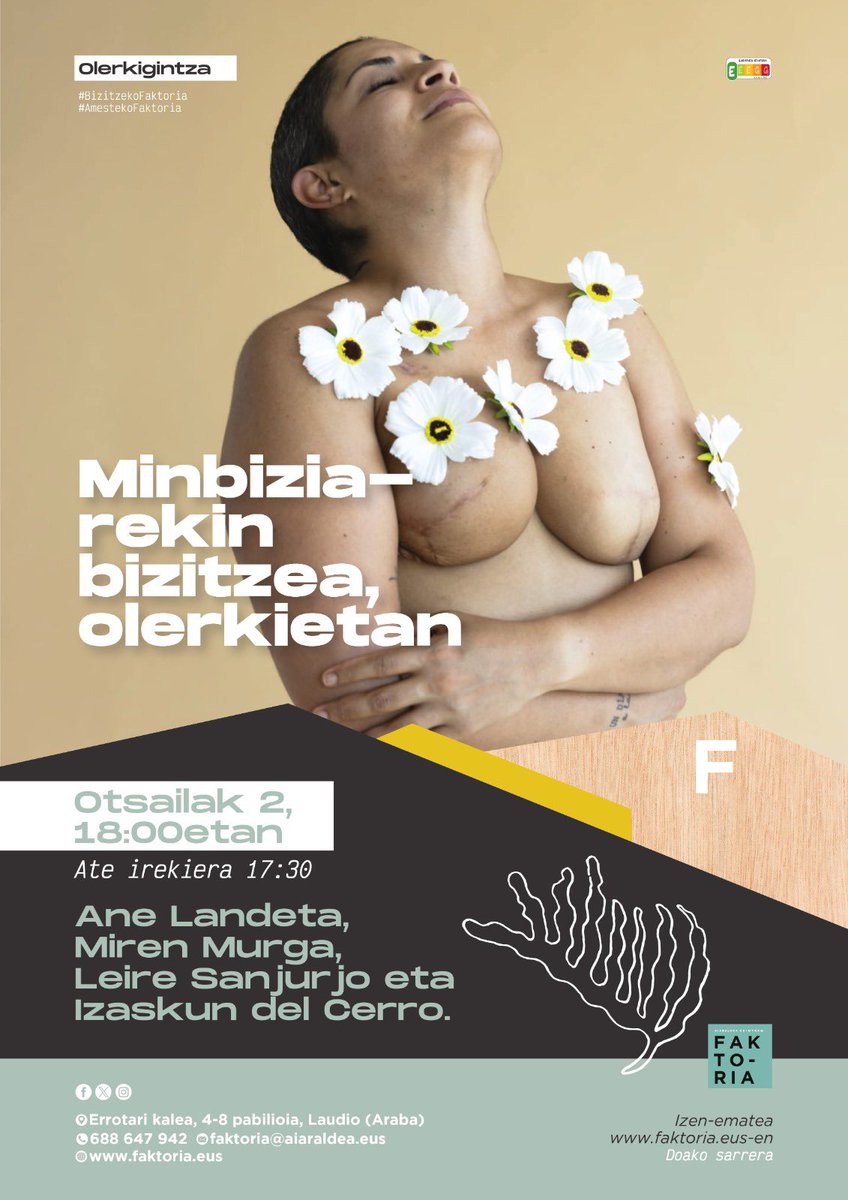 𝗠𝗶𝗻𝗯𝗶𝘇𝗶𝗮𝗿𝗲𝗸𝗶𝗻 𝗯𝗶𝘇𝗶𝘁𝘇𝗲𝗮, 𝗼𝗹𝗲𝗿𝗸𝗶𝗲𝘁𝗮𝗻 🌼
👉 Otsailak 2, domeka · 18:00
Ane Landeta, Miren Murga, Leire Sanjurjo eta Izaskun del Cerrok osaturiko 'Izan Inurri' emanaldia.
Ate irekiera 17:30

Jarduera libre eta doakoa!