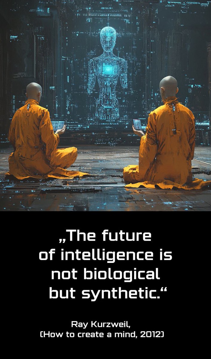 Ray Kurzweil said, "The future of intelligence is not biological but synthetic," prompting us to rethink intelligence as AI advances. This raises questions about redefining intelligence and the ethical implications of synthetic minds.

#softmachine #AI #idea #innovation #human
