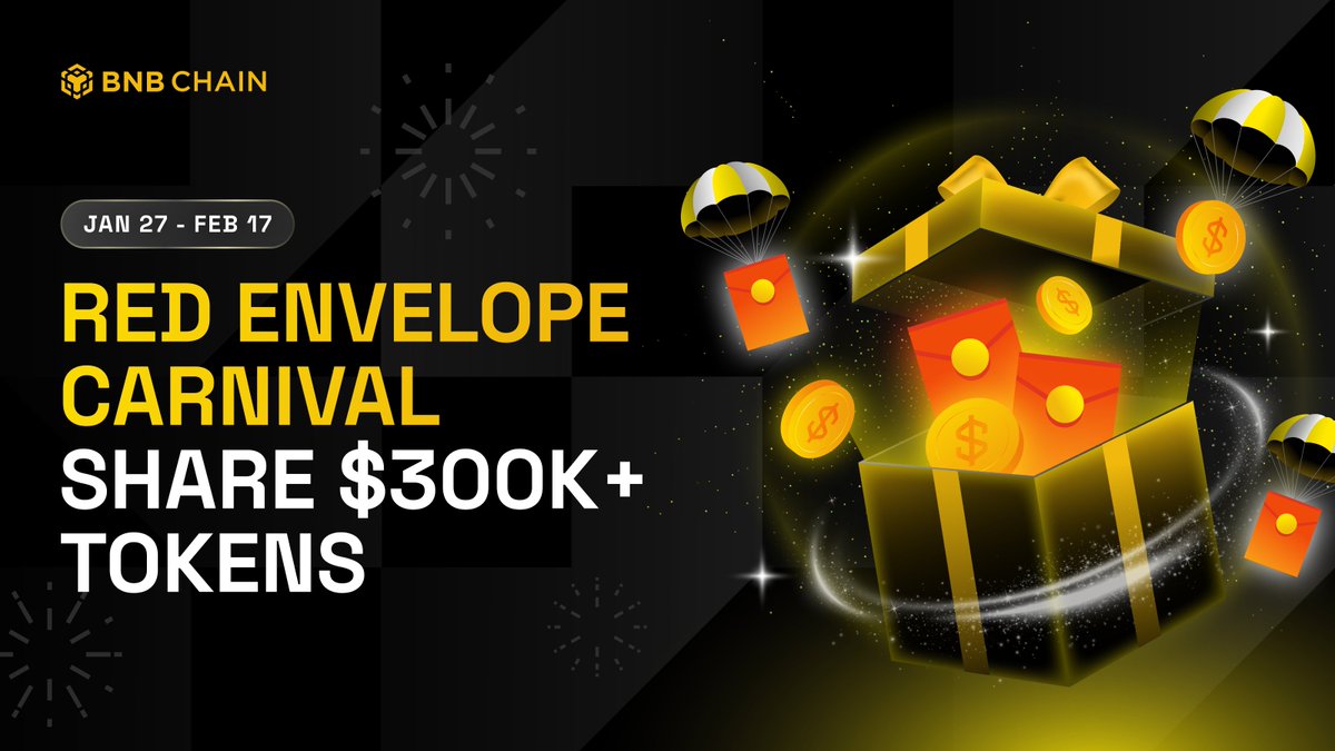 BNBCHAIN's tweet image. Kick off 2025 with some serious crypto rewards…

BNB Chain is bringing you the Red Envelope Carnival with over $300K in tokens up for grabs.

3 weeks, endless opportunities to win.

Let’s break it down 🧵👇