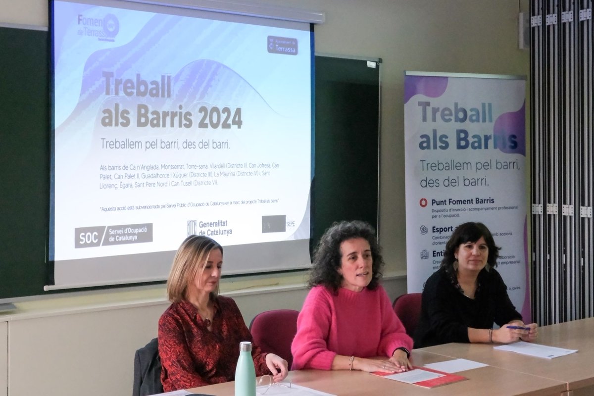 Continuem amb el projecte Treball als Barris 
👉L’edició 2024-2025
👍 A 14 barris
👍 Contractació 44 persones en plans d’ocupació
👍 Taller d’ocupació amb 16 alumnes
👍 Nous punts d’atenció 
👍 Jornada d’ocupació 
terrassa.cat/noticies
