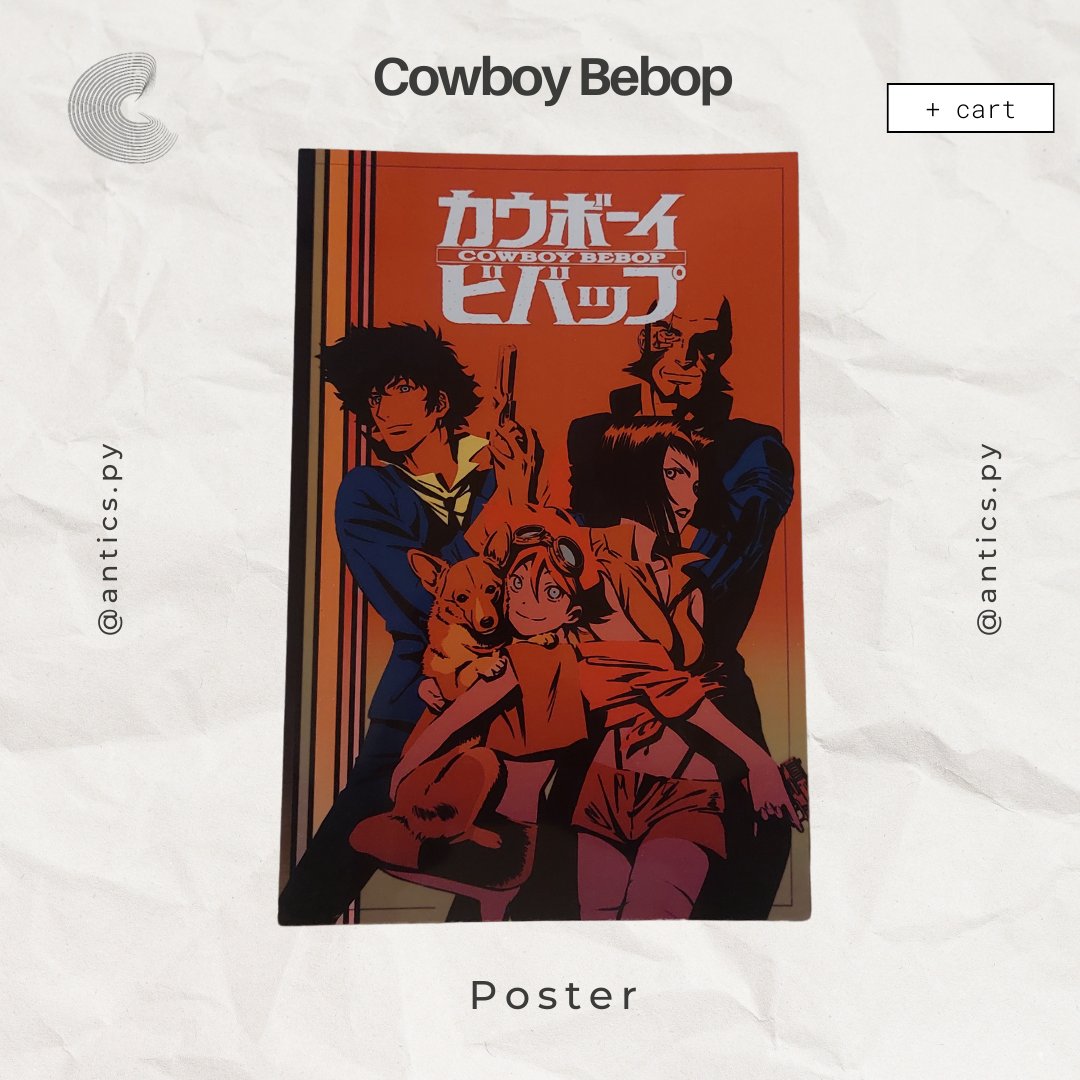 anticspy's tweet image. &quot;Cowboy Bebop&quot; ❗️

Póster 

Precio: 50 mil gs 

Ya disponible 🔥

Envio/Delivery a todo el país 

Link: linktr.ee/anticstore