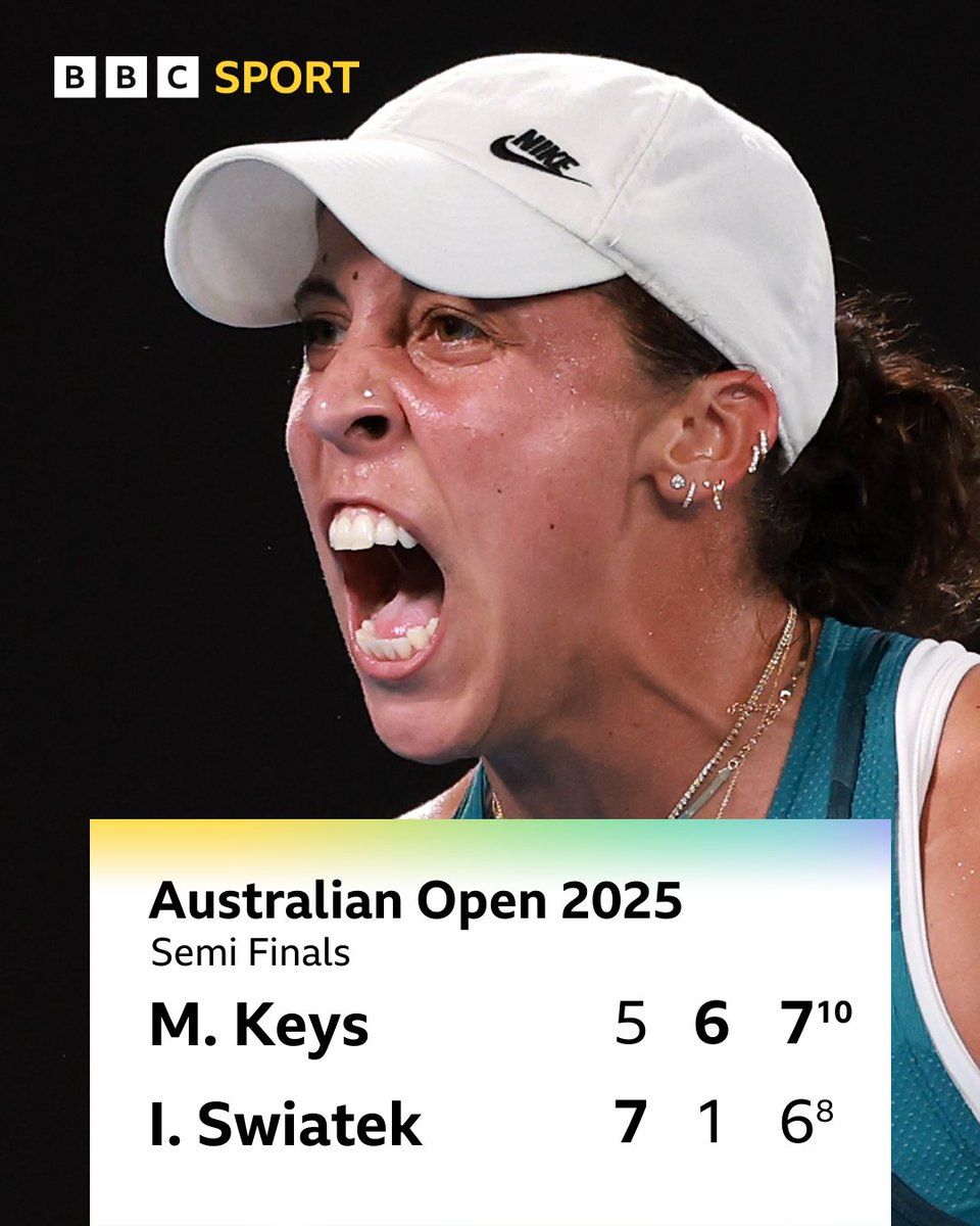Madison Keys has stunned Iga Swiatek to join Aryna Sabalenka in the #AusOpen final!

Who do you think will go on to lift the title in Melbourne? 🎾🇦🇺

#BBCTennis
