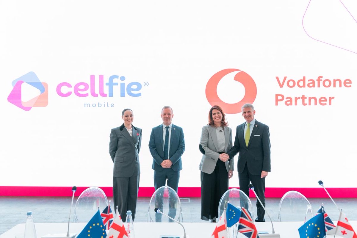 GarethWardUK's tweet photo. Pleased that ⁦@VodafoneUK⁩ are launching a partnership with Georgian mobile network Cellfie. Telecoms and hi-tech innovation can drive growth in 🇬🇧&amp; 🇬🇪. https://t.co/DQ5RGnUk1a