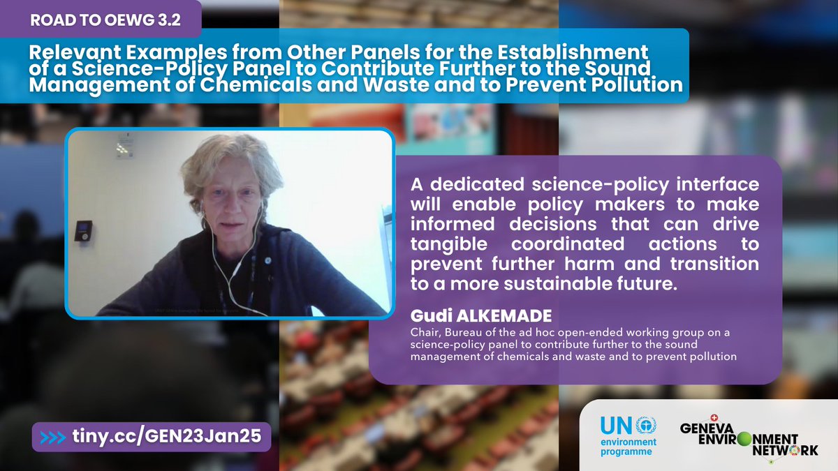 GENeva Environment Network (@genetwork) on Twitter photo <a href="/UNEP/">UN Environment Programme</a> <a href="/IPCC_CH/">IPCC</a> <a href="/IPBES/">ipbes</a> <a href="/IISD_ENB/">Earth Negotiations Bulletin</a> <a href="/ErmiraFida/">Ermira Fida</a> <a href="/JimSkeaIPCC/">Jim Skea</a> <a href="/dobura/">David Obura</a> <a href="/NaliniSharmaGVA/">Nalini Sharma</a> <a href="/IPCPch/">IPCP - International Panel on Chemical Pollution</a> <a href="/ALarigauderie/">Anne Larigauderie</a> Gudi Alkemade, Bureau Chair of #SPPCWP OEWG, announces that #OEWG3.2 will take place from 15 to 18 June in #Uruguay.
She stresses the importance of ensuring continuity in discussions, building on what has already been achieved. <a href="/UNEP/">UN Environment Programme</a> <a href="/IPCC_CH/">IPCC</a> <a href="/IPBES/">ipbes</a> <a href="/IISD_ENB/">Earth Negotiations Bulletin</a> <a href="/ErmiraFida/">Ermira Fida</a> <a href="/JimSkeaIPCC/">Jim Skea</a> <a href="/dobura/">David Obura</a> <a href="/NaliniSharmaGVA/">Nalini Sharma</a> <a href="/IPCPch/">IPCP - International Panel on Chemical Pollution</a> <a href="/ALarigauderie/">Anne Larigauderie</a> Gudi Alkemade, Bureau Chair of #SPPCWP OEWG, announces that #OEWG3.2 will take place from 15 to 18 June in #Uruguay.
She stresses the importance of ensuring continuity in discussions, building on what has already been achieved.