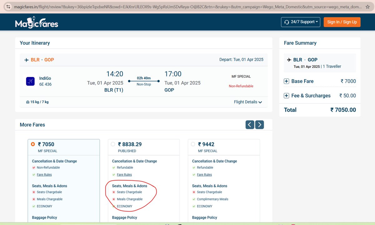 yogesh_798's tweet photo. Dear @MagicFaresdeals,

Spotted a typo on your site! Instead of "Seats Chargeable" &amp; "Meals Chargeable," it says "Chargebale." Looks like your dev had a silly moment—thought you’d want to fix it before it flies! 😉 https://t.co/XHWOPKbPSu