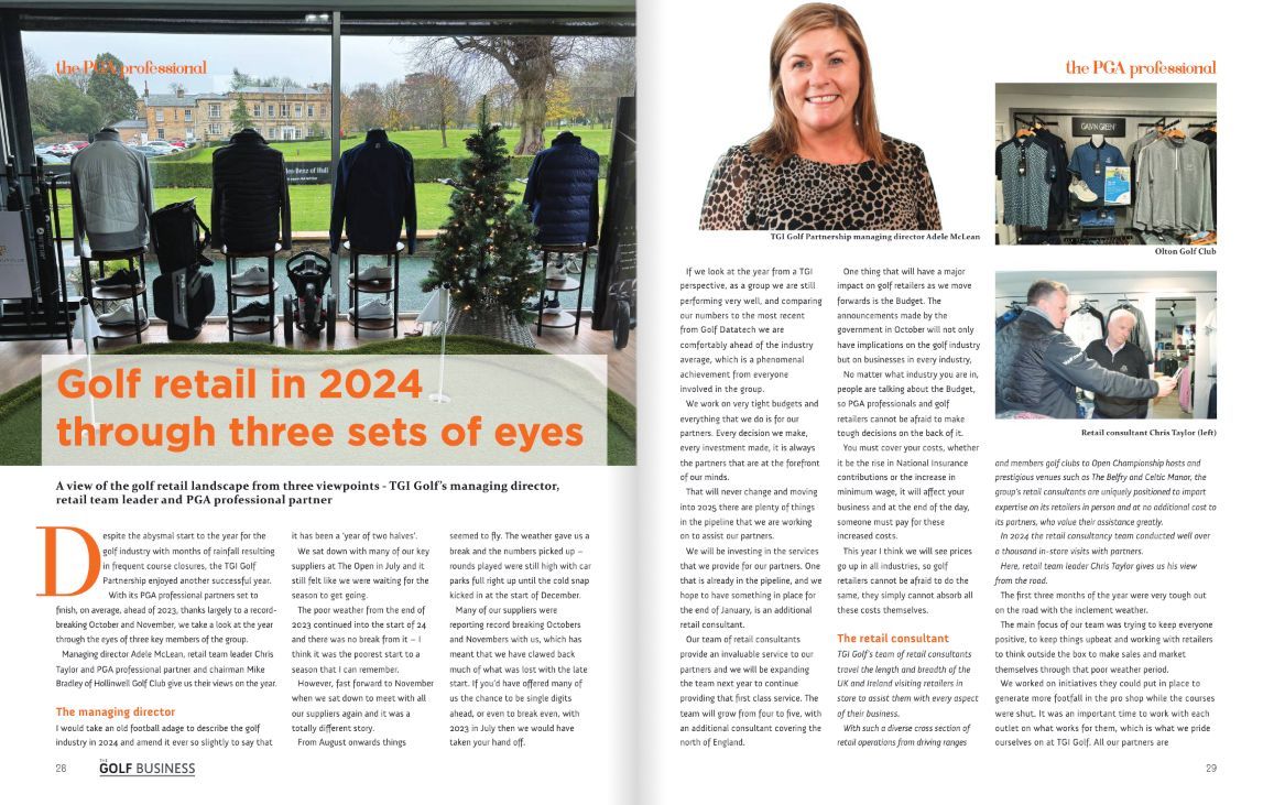 "Every decision we make, every investment made, it is always the Partners at the forefront of our minds" - Adele McLean, TGI Golf Managing Director

Check out how 2024 went through the eyes of our Managing Director, our Retail Team Leader and a PGA Pro...

buff.ly/3CjH7nX