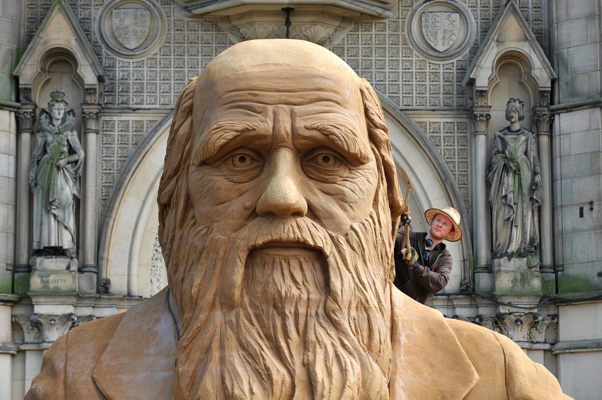 A timely reminder of how far we have come and what we can achieve. Bradford never looked so glorious than for this jaw-dropping sculpture of Charles Darwin from August 2009 #sandinyoureye #bradford #art #sculpture #sandsculpture #sandart #darwin #charlesdarwin #bradford2025