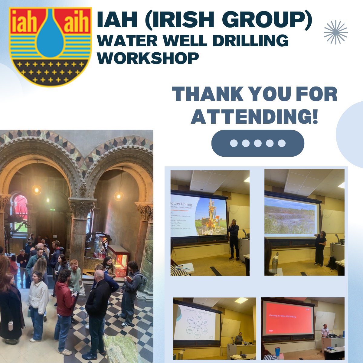 IAH_Ireland's tweet image. 🌍💧 Thank you to everyone who joined the IAH Irish Group's Water Well Drilling Workshop at Trinity College Dublin! Your insights and enthusiasm made it impactful. Looking forward to seeing you at future events! 👏 #IAH #Hydrogeology #SustainableWater