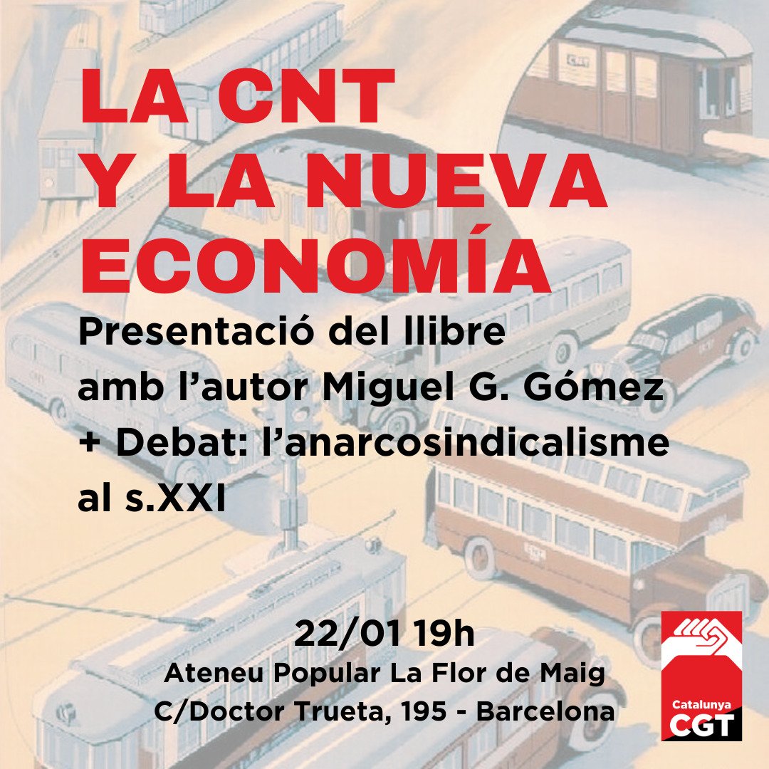 CGTCatalunya's tweet photo. 🚩Quin model econòmic van projectar i posar en marxa els anarquistes fa 💯 anys??
🏴Quin model econòmic projectem els anarcosindicalistes i com el podem aplicar avui en dia??
🌿Ens veiem demà a la @FlordeMaig Poblenou. https://t.co/vzn08BYMps