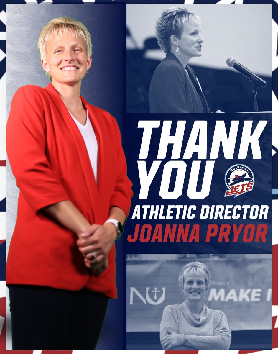 NewmanJets's tweet photo. 𝐓𝐇𝐀𝐍𝐊 𝐘𝐎𝐔, JOANNA PRYOR!

After 5 plus years as Director of Athletics, 16 years at NU, Joanna Pryor steps down. 

📝https://t.co/RyDEzNXpWZ 

#JetPower✈️ https://t.co/mtb1OlIv6r