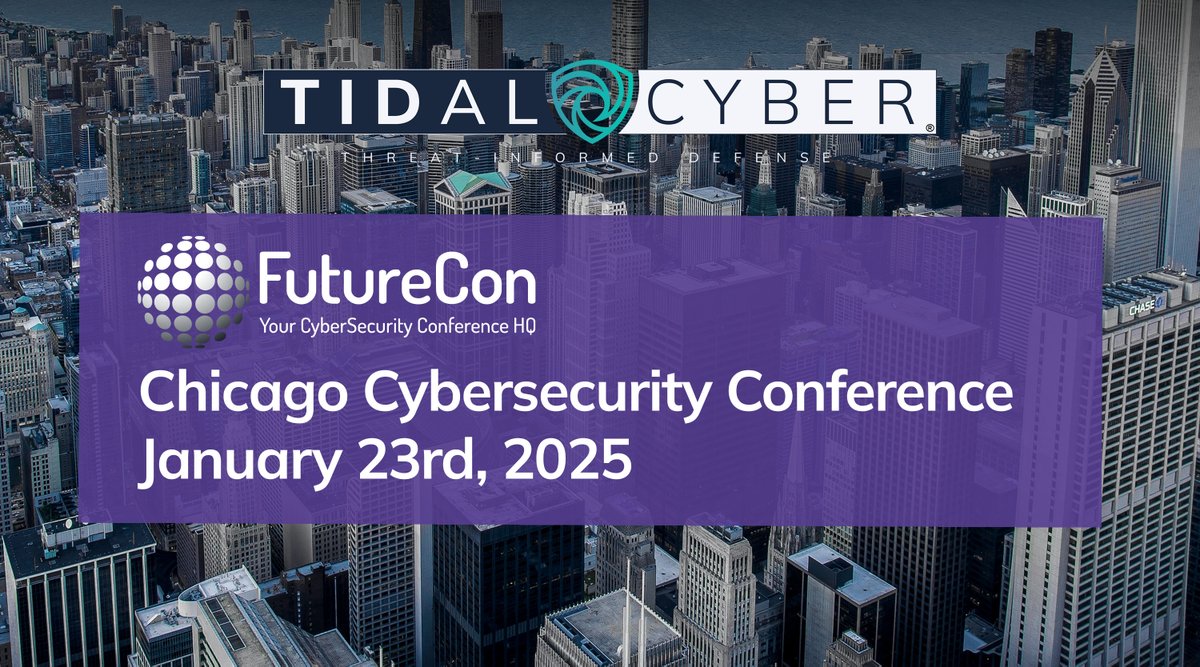 Tidal Cyber (@tidalcyber) on Twitter photo The <a href="/TidalCyber/">Tidal Cyber</a> team will be at the <a href="/FutureConHQ/">FutureCon Events</a> Cybersecurity Conference in Chicago this Thursday! Come see <a href="/FrankDuff/">Frank Duff</a> speak about how #ThreatInformedDefense shrinks weeks of work into minutes and ensures teams are focusing resources on the threats that are the biggest risk. The <a href="/TidalCyber/">Tidal Cyber</a> team will be at the <a href="/FutureConHQ/">FutureCon Events</a> Cybersecurity Conference in Chicago this Thursday! Come see <a href="/FrankDuff/">Frank Duff</a> speak about how #ThreatInformedDefense shrinks weeks of work into minutes and ensures teams are focusing resources on the threats that are the biggest risk.