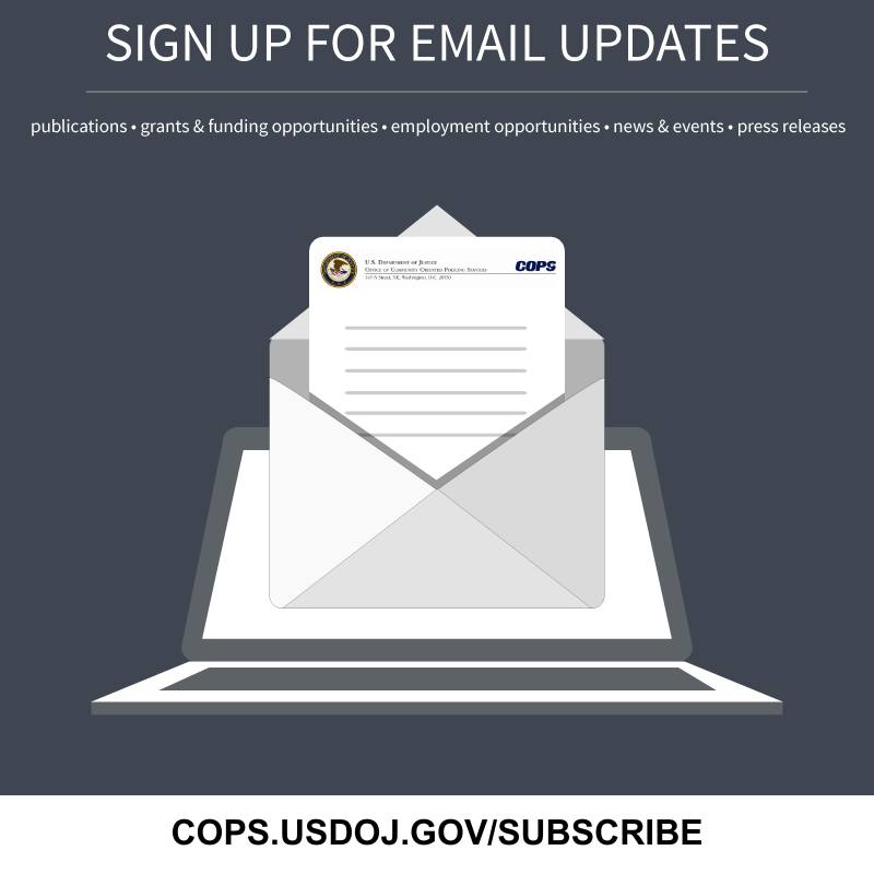 COPSOffice's tweet photo. Stay up to date on information and resources from the COPS Office! Subscribe today to ensure that you receive the #CPDispatch e-newsletter, new episodes of #TheBeat podcast & COPS Office updates & announcements directly to your inbox. https://t.co/pnfepnohpa #CommunityPolicing https://t.co/v0X2o4VC0Z
