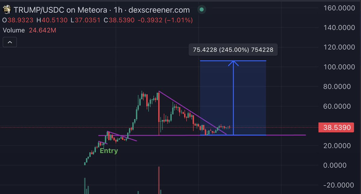 Eunicedwong's tweet photo. I can still see $TRUMP going to $100 

just need to let jeet juice out
chart tightens sideways https://t.co/KjLBCJiLVj