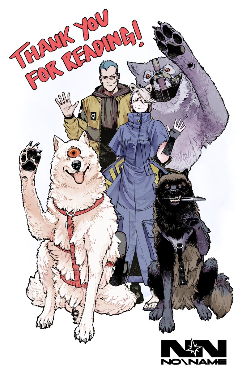 GwentBro's tweet photo. No\Name announcement! 

As chapter 13 is out I wanted to announce that No\Name will be ending with chapter 14. 

I wanted to thank all the readers - I was really happy that the story of Ula are Ralf could become a very small part of your life. 

@machinegamu prepared a special thank you illustration below. 

I wish we could have done more, but me and @machinegamu are already working on a new series and we hope you will check it out once it is ready. 

You can still read all the chapters for free: 
https://t.co/9hfCQhDNpU