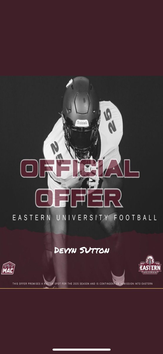devyn_csutton's tweet photo. Blessed to receive my first offer from @EUEaglesFB to play ball at the next level! Thank you @Flashy5k and @CoachKDavid for giving me this opportunity! https://t.co/6bv2Vv70m3