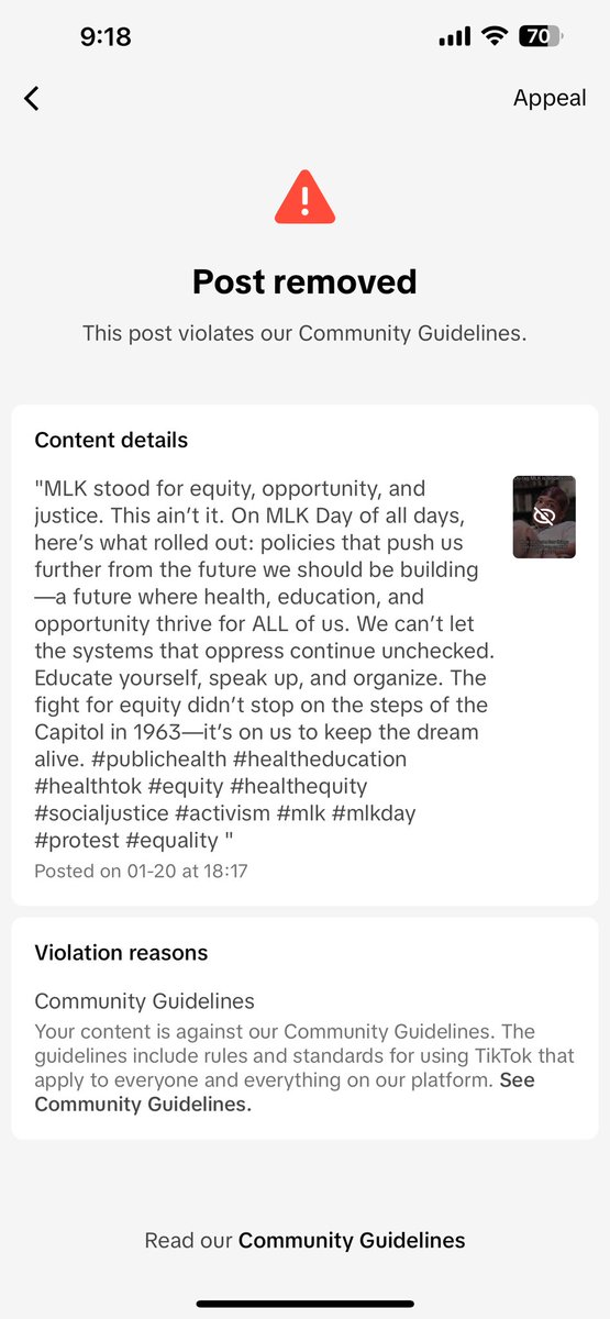 RetroxSoul_'s tweet photo. @GeauxGabrielle I dead posted something yesterday that got taken down *immediately* and flagged. 

And it wasn’t even rocking the boat like that frfr https://t.co/1ocD4a3NUg