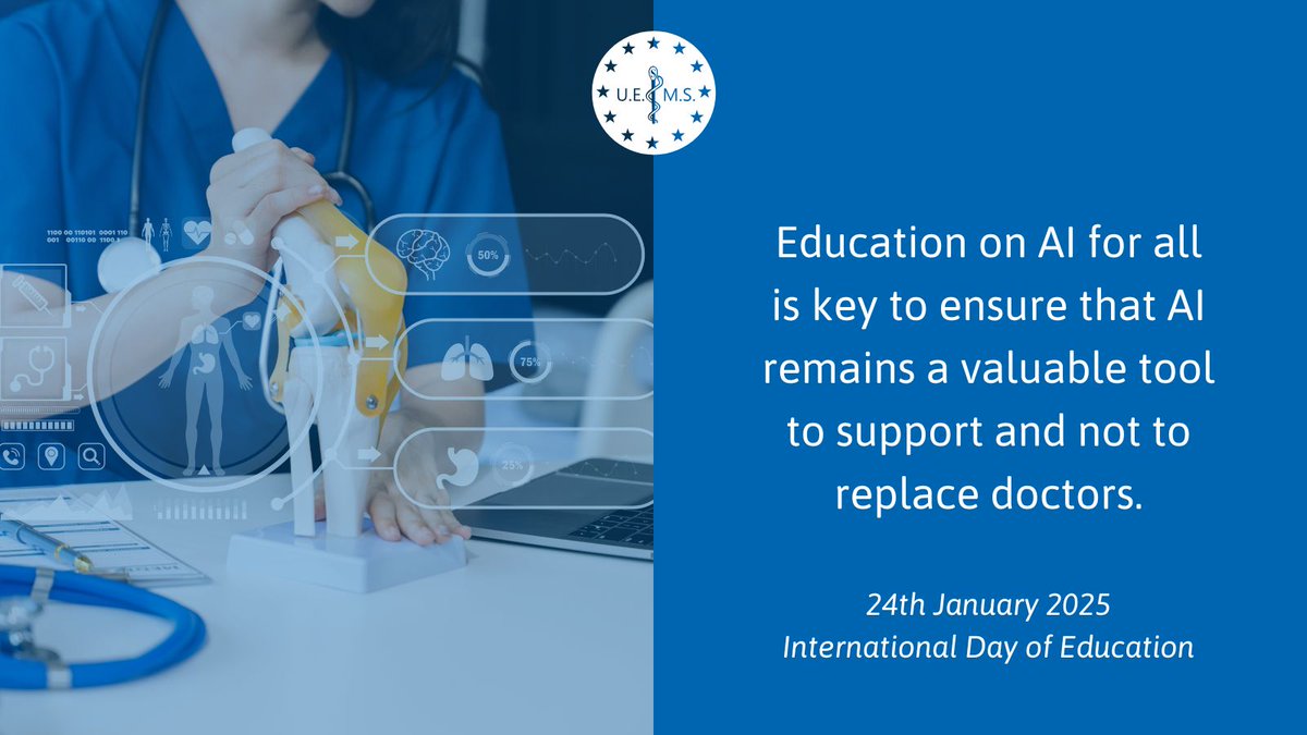 📢 AI shall remain only a 🔧 to support doctors' practice and education for best patient care
✅Doctors literacy on AI is 🔑 to make the best use of it
✅Patient literacy on AI is 🔑 to preserve patient-doctor relations

#CME #CPD #internationaldayofeducation