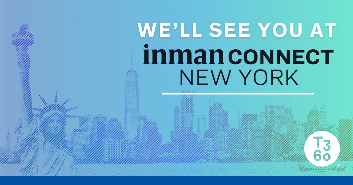 t3sixty's tweet image. We're headed to the Big Apple🍎

Lisa Piccardo, Dan Breault, Jonathan Peterson and Derek Taylor will be at Inman Connect New York this week! Who will we see there?
#T3Sixty #ICNY