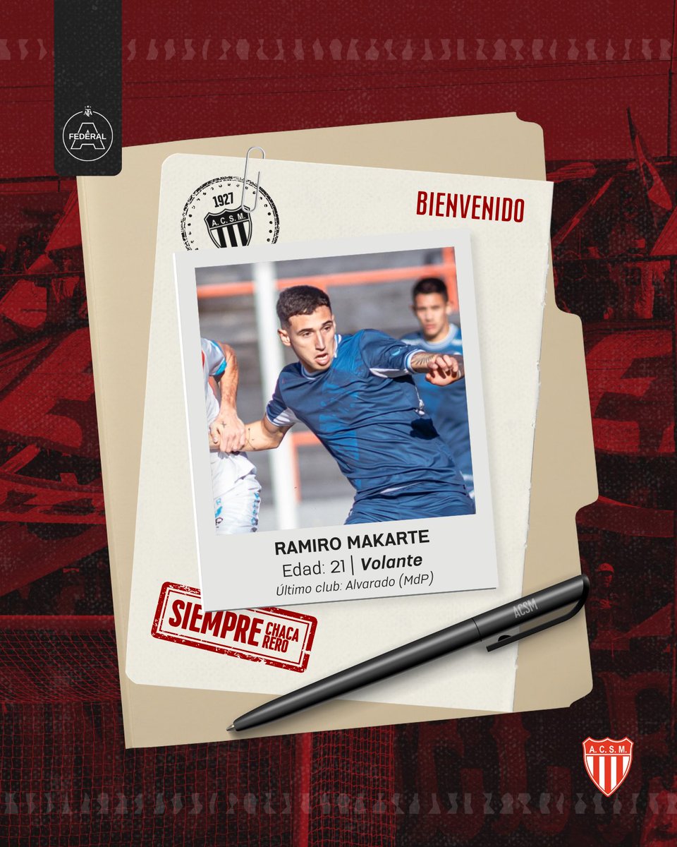 🎯 ¡𝘽𝙞𝙚𝙣𝙫𝙚𝙣𝙞𝙙𝙤, 𝙍𝙖𝙢𝙖!

👌 Ramiro Makarte, volante de 21 años, se suma al Chacarero. Proveniente de Alvarado, donde el último año disputó la competencia de la segunda categoría.

❤️🤍  ¡A dejar todo en la cancha con los colores más lindos!

#SiempreChacarero 🇦🇹