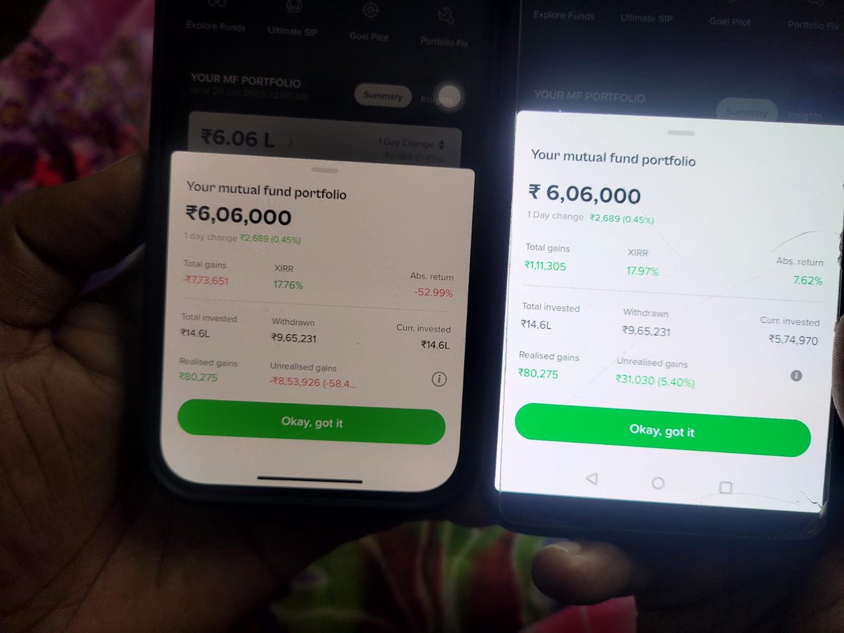 80ranjankr's tweet photo. @ETMONEY 
Diff in iphone and android? 
Please look into it. https://t.co/QxBR7LUeuf