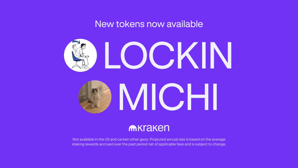 📣 Today's the day! LOCK IN and Michi are now available for trading on Kraken!

✔️ Deposits and withdrawals are enabled
🎉 Trading is now live!

$MICHI <a href="/michionsolana/">michi</a>
$LOCKIN <a href="/LockinONCHAIN/">LOCK IN</a>

Trade here ⤵️
krakenpro.onl/9f1e/frd49ocw

*Geographic restrictions apply