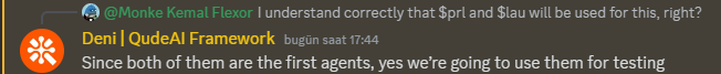 CaptainJSp4rrow's tweet photo. @msdosx_ @Qudeai Think people misunderstood. $LAU and $PRL are their official ai agents. They will be using them for the future demos. These were not made by scammers https://t.co/08KElevYg8