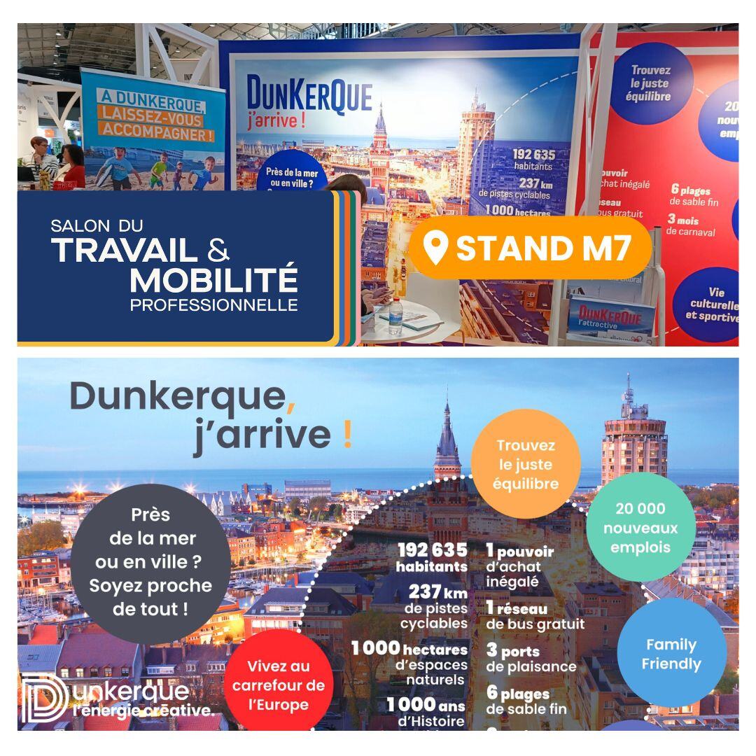 🎯[Dunkerque sera au Salon du Travail et de la Mobilité Professionnelle 2025 !]

🌟 20 000 emplois à Dunkerque dans 5 ans
📅 23-24 janvier 2025 | 📍 Grande Halle de la Villette, Paris
➡️120+ exposants
📌 Venez au stand M7 !

🎟 Inscription gratuite : hubs.la/Q033kY-v0