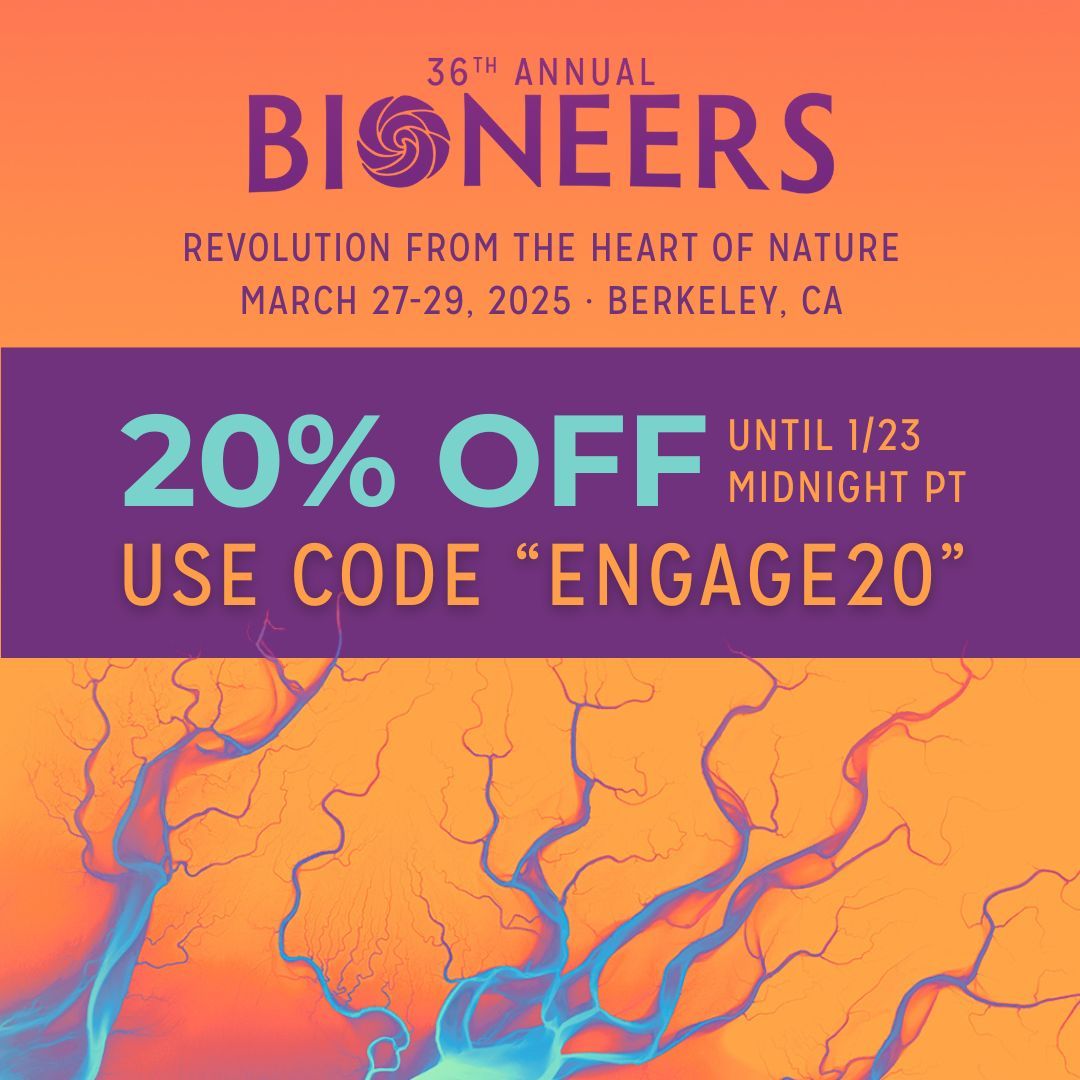 ⚡Act now! Secure your seat at #Bioneers2025 at 20% off — available only until this Thursday, January 23, at midnight PT. 🔹Use code ENGAGE20 at checkout. 🔹 

View programming and register: buff.ly/4auB9x9